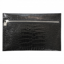 POCHETTE PLATE ZIPPÉE - VEAU CROCO SAVANNAH